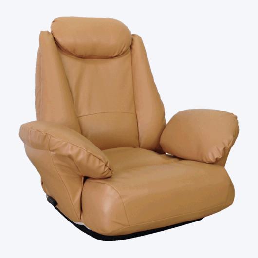 Brown leather folding swivel recliner with armrests 164X