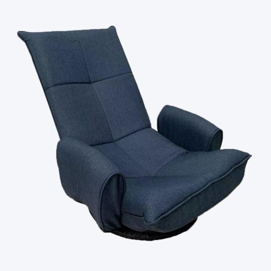 Dark blue fabric folding swivel recliner with armrests  730-S2-F