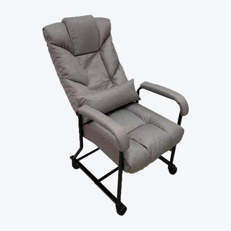 Movable folding recliner steel armchair with lumbar support and universal wheels FZ031-MD