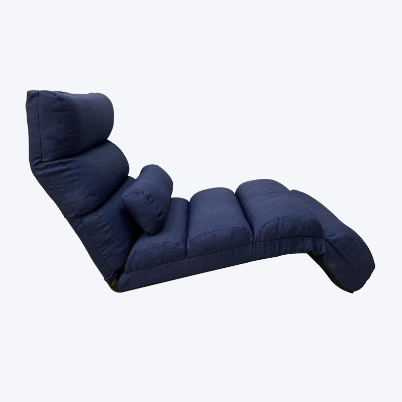 Dark blue simple classic adjustable floor chair with headrest, lumbar pillow and footrest 313K