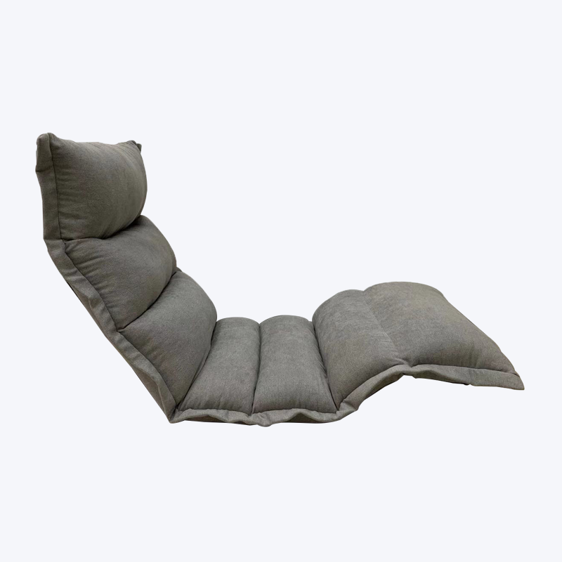 Gray folding adjustable floor chair with headrest and footrest LLSB