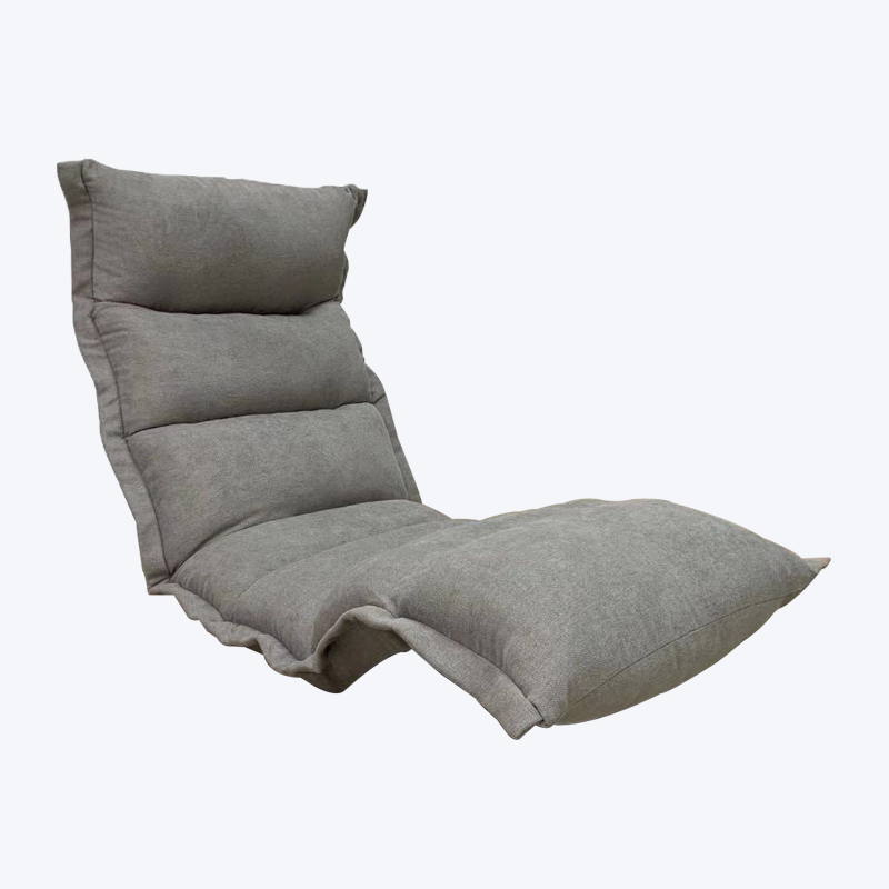 Gray folding adjustable floor chair with headrest and footrest LLSB
