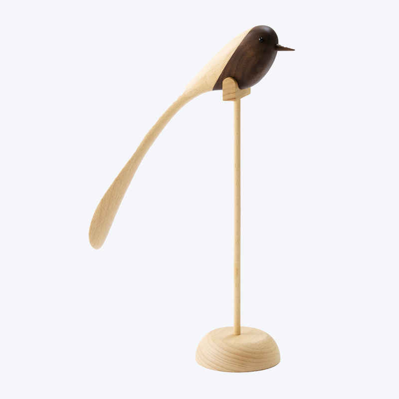Designer's creative design, wood color tail, wooden bird