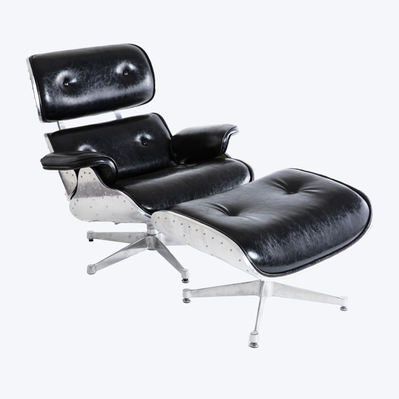 Classic Eames Lounge Chair Alloy Lounge Chair and Footstool GK85-ALM